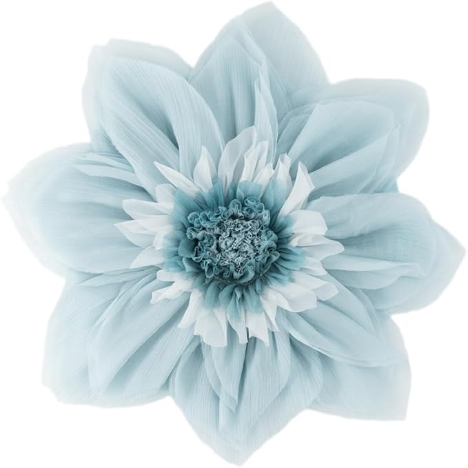 Cute Blue Flower Throw Pillows Decorative Floral Accent Pillowcase with Insert Included Handmade Round Elegant Satin Cushion for Bed Couch Car Bedroom Living Room Farmhouse Home Decor 12 Inch