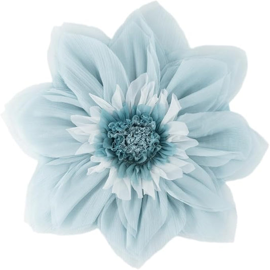 Cute Blue Flower Throw Pillows Decorative Floral Accent Pillowcase with Insert Included Handmade Round Elegant Satin Cushion for Bed Couch Car Bedroom Living Room Farmhouse Home Decor 12 Inch
