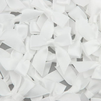 7Rainbows 50pcs Boutique 1.5" White Satin Ribbon Mini Bows for Craft Sewing Scrapbooking Wedding and Gift Wrapping