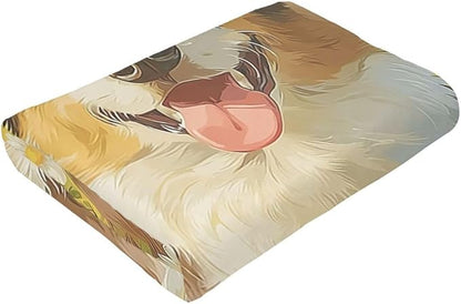 Australian Shepherd Blanket Cute Dog Throw Blanket Puppy Soft Cozy Fleece Fuzzy Stuffed Plush Flannel Animal Gifts for Girls Women Boys Kids Adults 60"X80"