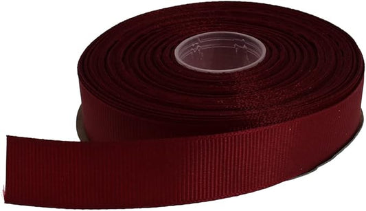 Solid Grosgrain Ribbon 25 Yard Each Roll 100% Polyester Woven Edge (1", Dark Red)