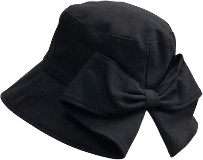 Verdusa Women's Bow Knot Wide Brim Bucket Hats Summer Outdoor Sun Hat