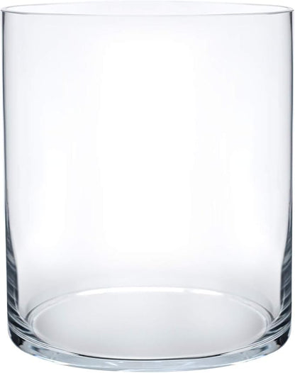Royal Imports Flower Glass Vase Decorative Centerpiece for Home or Wedding - Cylinder Shape, 8" Tall, 6" Opening, Clear