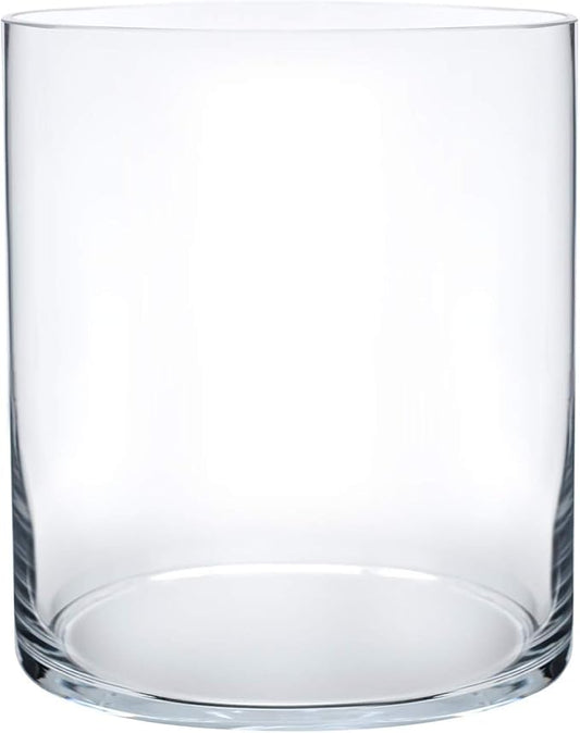 Royal Imports Flower Glass Vase Decorative Centerpiece for Home or Wedding - Cylinder Shape, 8" Tall, 6" Opening, Clear