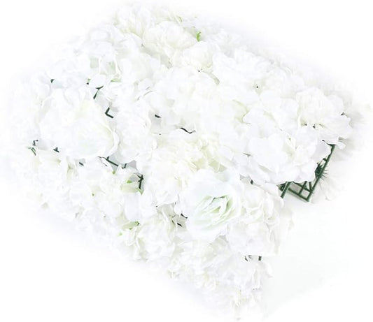 20pcs 24" x 16" Artificial Flower Wall Panel Background,3D White Silk Hydrangea Rose Flowers Wall Backdrop for Wedding Party Event Photo Stage Backdrop Wall Decor (White)