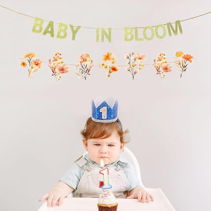 JENSENLIN Baby in Bloom Banner Kit, Wildflower Theme Baby Shower Decorations, Floral Party Banner with Autumn Colors,for Boy Girl Birthday Decorations.