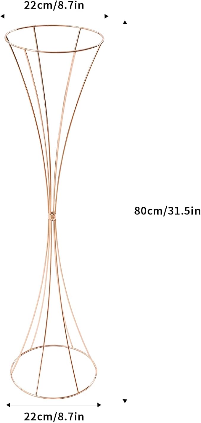 10 Pcs Gold Metal Wedding Flower Trumpet Vase, 31.5inch Tall Metal Trumpet Vase Centerpieces for Wedding, DIY Openwork Flower Arrangement Decor Road Lead for Anniversary Ceremony Birthday Party Aisle