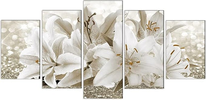 LUDUHU Arts Modern Flower Theme Wall Art - Abstract Orchid Canvas Wall Decor Flower Abstract Painting Still Life Canvas Wall Art for Home Decor (I,Oversize 40x20inch)