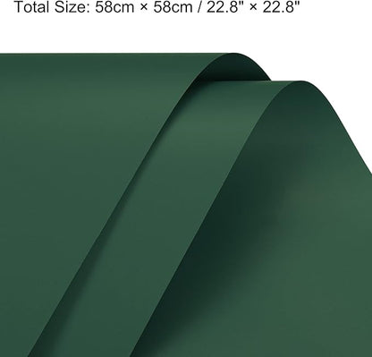 MECCANIXITY 20 Pcs Flower Wrapping Paper 22.8x22.8 Inch Waterproof Florists Wrapping Paper for Florist Bouquet Supplies, DIY Crafts, Gift/Gift Box Packaging Dark Green