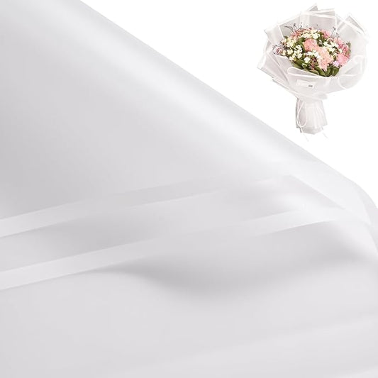 WRAPAHOLIC 20 Sheets Flower Wrapping Paper - 22.4 x 22.4 inch White Border Water-Resistant Floral Bouquet Wrapping Paper, Florist Supplies Packaging Paper for Wedding Birthday Gift DIY