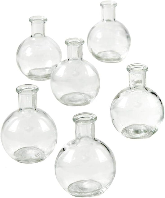 Serene Spaces Living Set of 36 Clear Ball Bud Vases, Transparent Glass Vases for Weddings, Events, Parties, Floral Centerpieces for Home Decor, Measures 4" Tall