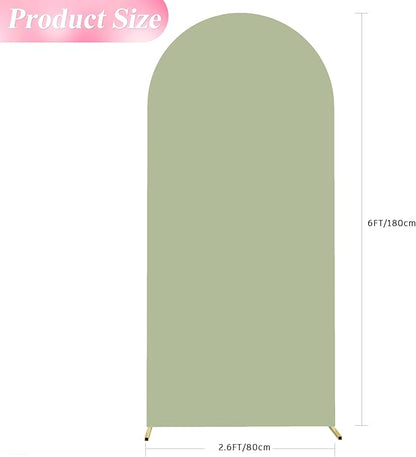 Wokceer 6FT Wedding Arch Cover Spandex Fitted Wedding Arch Stand Covers Round Top Sage Green Chiara Arch Cover for Birthday Party Ceremony Banquet Decoration