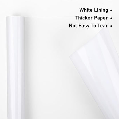 NESCCI White Metallic Wrapping Paper, Solid Color Paper,Gift Wrapping Paper,Perfect for Wedding,Valentine's Day,Birthday, Christmas,Baby Shower,DIY Bouquet (17.5 Inches X 32.8 Feet)