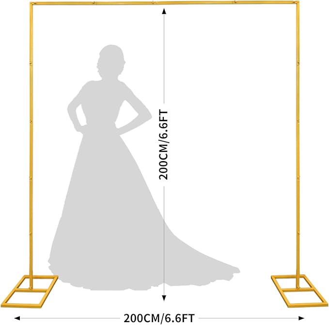 6.6FT Gold Metal Wedding Arches for Ceremony Square Balloon Arch Stand Rectangular Backdrop Stand for Anniversary Birthday Party Bridal Shower Home Indoor Outdoor Decoration