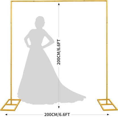 6.6FT Gold Metal Wedding Arches for Ceremony Square Balloon Arch Stand Rectangular Backdrop Stand for Anniversary Birthday Party Bridal Shower Home Indoor Outdoor Decoration