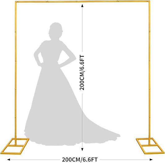 6.6FT Gold Metal Wedding Arches for Ceremony Square Balloon Arch Stand Rectangular Backdrop Stand for Anniversary Birthday Party Bridal Shower Home Indoor Outdoor Decoration