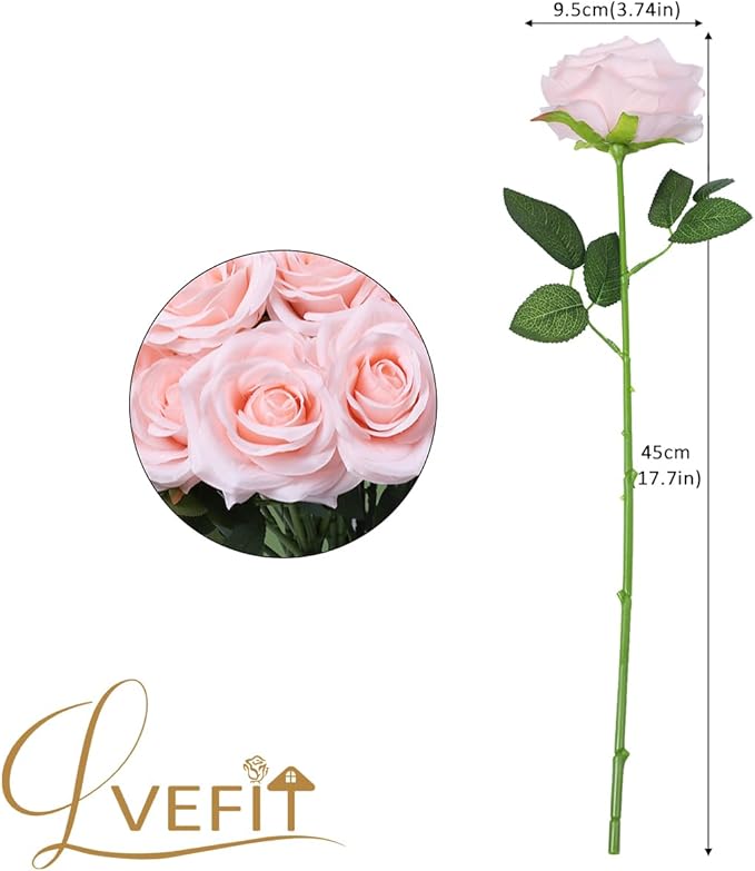 Artificial Rose 30 Pcs Flower Blush Flowers Pink Roses Silk Flowers with Long Stem Silk Roses Bouquet for Wedding Bridal Shower Party Home Decoration