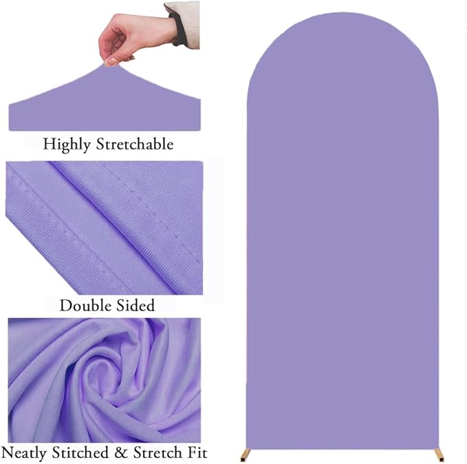 Two-Sided Lavender 7.2 FT Wedding Arch Cover, Lavender Spandex Arch Backdrop Cover for Party, 7.2 FT Arch Cover, Chiara Backdrop for Wedding Birthday Party Decor