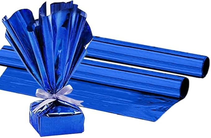 PMU (2 Gift Wrap Mylar Roll Metallic Baby Blue 2-sided, 24 Inches X 25 Ft Roll 1.4 Mil Highly Reflective Mylar Film, Great for Gifts, Birthdays, Christmas, Baskets, Arts & Crafts