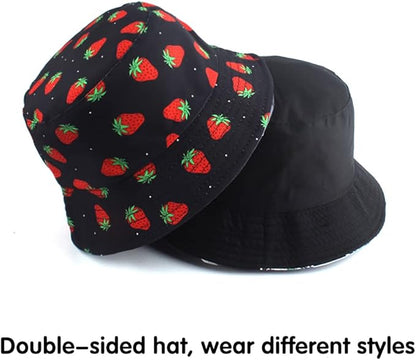 Malaxlx Unisex Bucket Hat Beach Sun Hat Aesthetic Fishing Hat for Men Women Teens, Reversible Double-Side-Wear