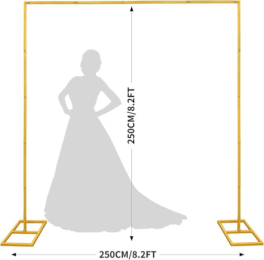 8.2FT Gold Metal Wedding Arches for Ceremony Square Balloon Arch Stand Rectangular Backdrop Stand for Anniversary Birthday Party Bridal Shower Home Indoor Outdoor Decoration