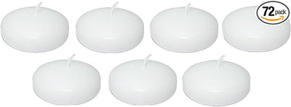 D'light Online Large White Floating Candles 3 Inch Bulk Pack Wax Discs for Events, Weddings, Spa, Home Decor, Special Occasions, Cylinder Vases, Centerpieces, Pool and Holidays - Set of 72 (White)