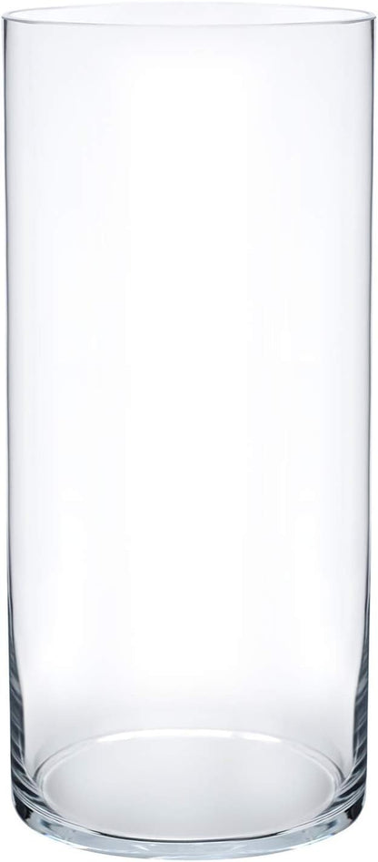Royal Imports Flower Glass Vase Decorative Centerpiece for Home or Wedding - Cylinder Shape, 12" Tall, 5" Opening, Clear