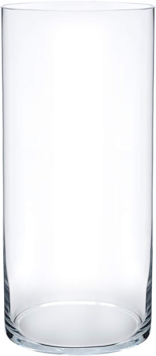 Royal Imports Flower Glass Vase Decorative Centerpiece for Home or Wedding - Cylinder Shape, 12" Tall, 5" Opening, Clear