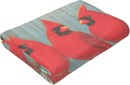 Cardinal Throw Blanket Red Bird Blanket Cardinal Soft Cozy Fleece Fuzzy Stuffed Plush Flannel Gifts for Girls Women Boys Kids Adults 50"X60"