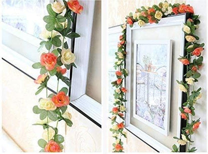Miracliy 5Pcs 41FT Flower Garland Artificial Rose Arch Vines Fake Spring Floral Garland for Flower Wall Backdrop Wedding Mothers Day Garden Tea Party Decoration