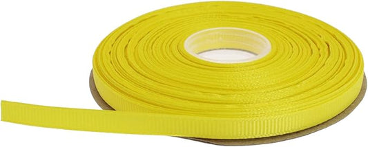 Solid Grosgrain Ribbon 25 Yard Each Roll 100% Polyester Woven Edge (1/4", Yellow)