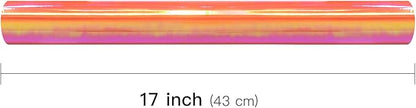 LeZakaa Orange Wrapping Paper Roll - Holographic Iridescent Wrapping Paper for Birthday, Chritsmas, Holiday - 17 inches x 32.8 Feet (47.23 sq.ft.)