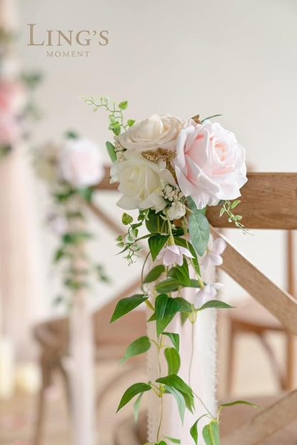 Ling's moment Artificial Flowers 50Pcs Cream Roses Decor w/Stems,3" Real Touch DIY Foam Floral for Wedding Bouquet/Centerpieces, Outdoors Party Backdrop, Room/Table, and Garden/Pot Decorations(2023)