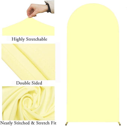 Two-Sided Yellow 7.2FT Wedding Arch Cover, Spandex Arch Backdrop Covers for Party, Yellow 7.2 FT Arch Backdrop Cover, Chiara Covers for Wedding Birthday Party Decor