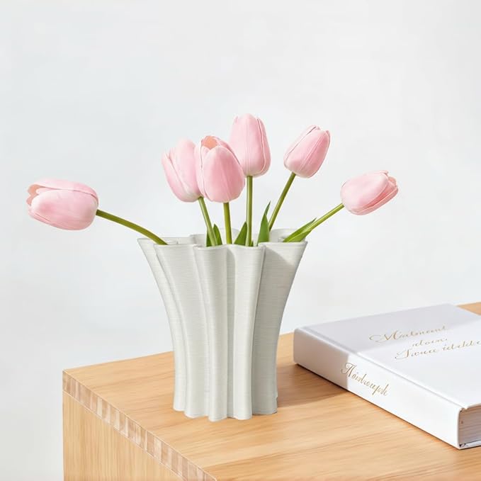 Contemporary White Ceramic Vase, Abstract Irregular Shape Sculptural Accent for Home Decor, Modern Artistic Centerpiece for Coffee Table or Bookshelf