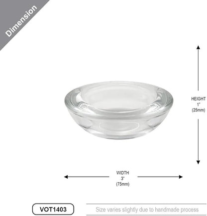 WGV Sturdy Tea Light Votive Candle Holder 3" W, Clear Heavy Thick Chubby Plate Bowl Glass, Small Accent Decor, 1 Pc