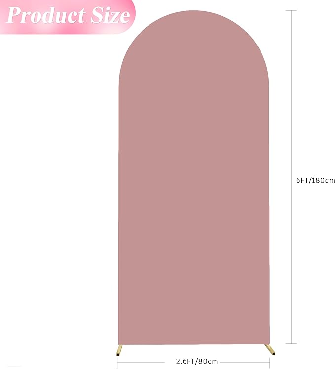 Wokceer 6FT Wedding Arch Cover Spandex Fitted Wedding Arch Stand Covers Round Top Chiara Arch Backdrop Cover for Birthday Party Ceremony Banquet Decoration Light Dusty Rose, COVER 1.8M- ROSEF74-A