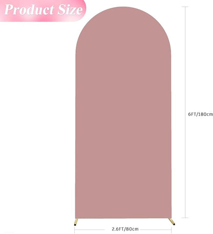 Wokceer 6FT Wedding Arch Cover Spandex Fitted Wedding Arch Stand Covers Round Top Chiara Arch Backdrop Cover for Birthday Party Ceremony Banquet Decoration Light Dusty Rose, COVER 1.8M- ROSEF74-A