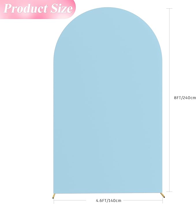 Wokceer Wedding Arch Cover 8FT Spandex Fitted Wedding Arch Stand Covers Round Top Chiara Arch Backdrop Cover for Birthday Party Ceremony Banquet Decoration Dusty Blue