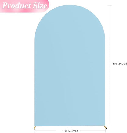Wokceer Wedding Arch Cover 8FT Spandex Fitted Wedding Arch Stand Covers Round Top Chiara Arch Backdrop Cover for Birthday Party Ceremony Banquet Decoration Dusty Blue