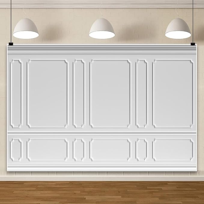 AOFOTO 6x4ft Room Photo Backdrop White Living Room French Classic Frame Wall Photography Background Office Video Conference Meeting Background Adult Children Portrait Photoshoot Backdrop