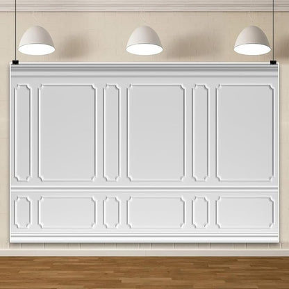 AOFOTO 10x7ft Room Photo Backdrop White Living Room French Classic Frame Wall Photography Background Office Video Conference Meeting Background Adult Children Portrait Photoshoot Backdrop
