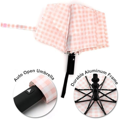 Nollia Windproof Automatic Travel Umbrella, Compact Portable with Reinforced Ribs for Sun & Rain