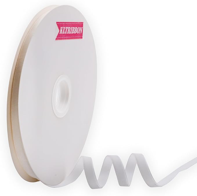 Nylon Velvet Ribbon Single Faced,3/8 Inch X 25Yards Spool (White)