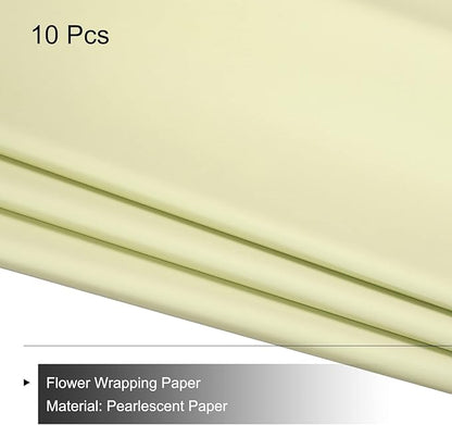 MECCANIXITY 10 Pcs Flower Wrapping Paper 22.8x22.8 Inch Waterproof Florists Wrapping Paper for Florist Bouquet Supplies, DIY Crafts, Gift/Gift Box Packaging Milk Green