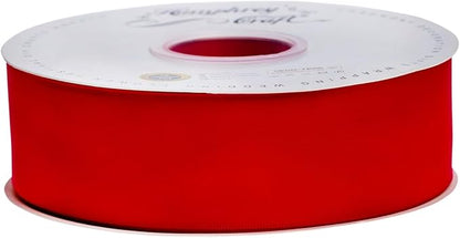Humphrey's Craft 1-1/2 Inch Double Faced Satin Ribbon - 50 Yards, Red Thick Satin Ribbon for Crafts, Gift Wrapping, Decoration Christmas Tree, Bridal Bouquet,Wedding,DIY Bows,Sewing Hat.