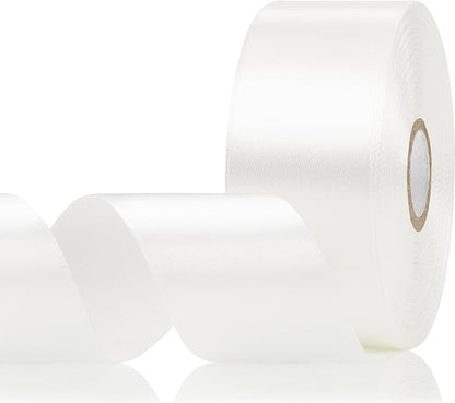 White Satin Ribbon 1-1/2 Inch 30 Yards, White Ribbon for Gift Wrapping, Flower Bouquet, Crafts, Baby Shower, Christmas, Wedding and Bow Making