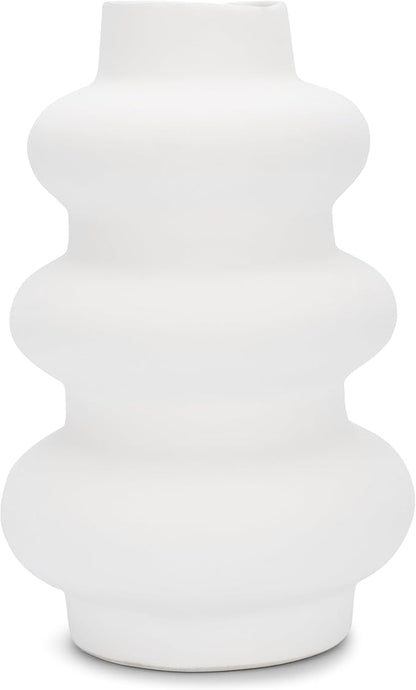 Ajuny Ceramic Vase Set of 2 – White Gourd-Shaped Vases for Centerpieces, Home Decor Living Room, Minimalist Room Decor, Modern Farmhouse Accent, Table Shelf Office Styling, Vases Home Decor Aesthetic.