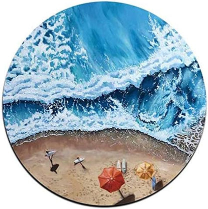 Waves and Shells Round Coaster Set - Made of Recycled Rubber - Set of 4
