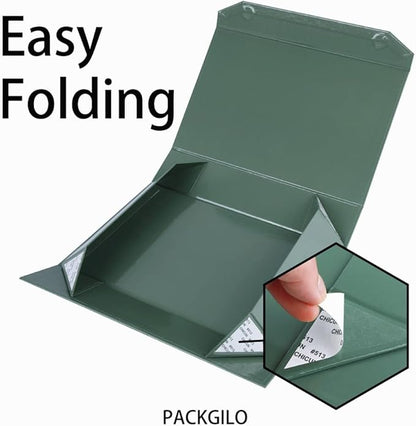 1 Pack Green Gift Boxes with Lids Small 12 x 8 x 2.7 Inches Clothes Gift Boxes for Presents Shirt Gift Box with Ribbon Magnetic Gift Box Bulk Cute Box for Packaging (Glossy Surface)
